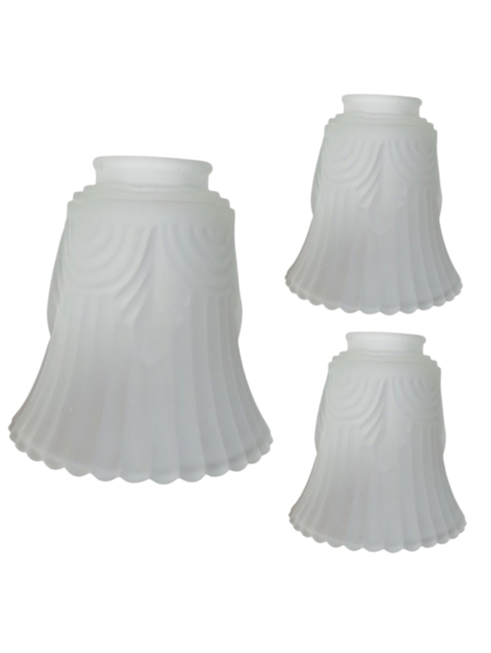 Vintage‎ Frosted Glass Ribbed Scalloped Pendant Light Shade (Set of 3)